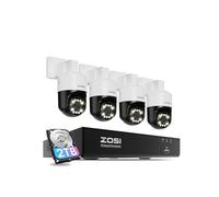ZOSI Kit Cámaras Vigilancia Exterior PoE, 4K 8CH NVR Sistema con 4X 8MP Cámara Seguridad IP Pan y Tilt, Detección de Persona/Vehículo, Visión Nocturna