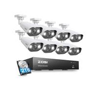 ZOSI Kit de Cámara de Vigilancia PoE 4K 8CH NVR Grabador Sistema de Seguridad con 8X 5MP Cámara IP Exterior, Visión Nocturna, Detección de Personas/Vehículos, 2TB HDD Incluido