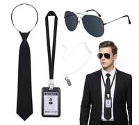 ZOSIGN 4 Piezas Agente Disfraz Accesorios, Set de Disfraz de Agente Secreto, Mib Men in Black Disfrazs, Aadecuado para Juegos de Rol, Películas, Cosplay Y Eventos de Halloween
