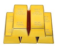 ZOSIGN Barra de Oro Falsa, Réplica de Lingote de Oro de Plástico Falso, 5 Unids Réplica Barra Oro,Lingotes de Lingote de Oro Tope para Puerta/Pisapapeles, Película Prop Novedad Regalo Broma (1000g)