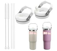 ZOSIX 2 tapas de vaso diseñadas para Stanley IceFlow de 30 onzas, a prueba de fugas, a prueba de derrames, tapa de repuesto para vaso Stanley de 30 onzas, color blanco