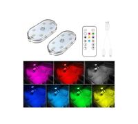 Zosppei 2 Piezas Luces Led para Coche con Mando a Distancia,7 colores de iluminación ambiental interior del coche,USB Recargable luz Interior del Coche de Lectura, Luces LED portátil para el Coche