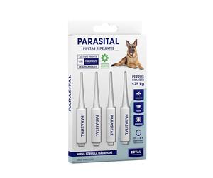 Zotal Parasital Pipetas para Perros Grandes - Blíster de 4 Pipetas - Protección Pulgas, Garrapatas y Mosquitos - 3 a 6 Semanas por Pipeta - Repelente Natural - Fácil Aplicación- Pack de 1 Blíster
