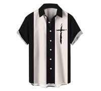Zothiazo Camisas casuales de verano para hombre, manga corta, diseño de cruz de Jesús, camisas cristianas con botones, camisa de fe, ajuste relajado, camisa de playa, bloque de color, camisetas de