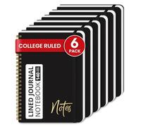 ZOTIA Cuaderno de espiral rayado para mujer, paquete de 6, diarios A5 con rayas universitarias para escribir, cuadernos de tapa dura para el trabajo, toma de notas y suministros escolares de oficina