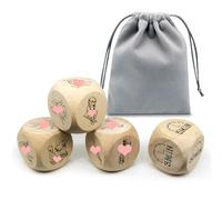 ZoTuoART Dados de juego, 4 dados de madera para yoga, deportes, desafío aleatorio, juego de decisión, dados divertidos, 2,5 cm, hexaedro