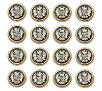 ZoTuoART Escudo de armas real Botón de metal - Corona oreja de trigo insignia escudo botones redondos para JK British College Style traje abrigo ropa botones de costura negro (dorado) 20 mm, 16 piezas