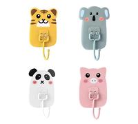ZoTuoART Ganchos de pared de animales de dibujos animados, ganchos autoadhesivos resistentes, organizan ganchos sin daños sin costuras para baño, ducha, cocina, puerta, mejora del hogar, 4 unidades