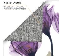 Zouey Alfombrilla Absorbente para secar Platos, diseño de Flores de Esperanza en Color Lavanda y Morado, para encimera de Cocina, 41 x 46 cm