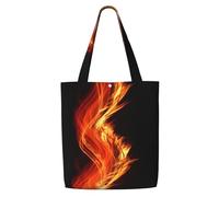 Zouey Bolsa de lona para mujer, bolso de hombro grande, reutilizable, ideal para comestibles, con diseño de llamas de dragón y fuego ardiente.