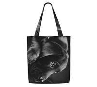 Zouey Bolsa de lona para mujer, bolso de hombro grande, reutilizable, ideal para comestibles, con un adorable perro labrador negro.