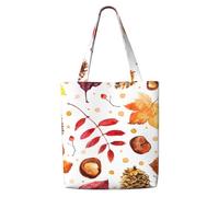 Zouey Bolsa de lona para mujer, bolso de hombro grande, reutilizable, para comestibles, con diseño de hojas botánicas otoñales.