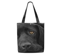 Zouey Bolsa de lona para mujer, bolso de hombro grande, reutilizable, para comestibles, con diseño de labrador negro, cachorro, perro lindo.