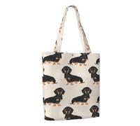 Zouey Bolsa de lona para mujer, bolso de hombro grande, reutilizable, para comestibles, con diseño de perro salchicha.