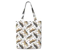 Zouey Bolsa de lona para mujer, bolso de hombro grande, reutilizable, para comestibles, con estampado de pastor alemán trotando y huellas de patas.