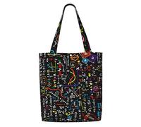 Zouey Bolsa de lona para mujer, bolso de hombro grande, reutilizable, para comestibles, fórmula matemática y física.