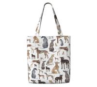 Zouey Bolsa de lona para mujer, bolso de hombro grande, reutilizable, para comestibles, galgo, whippet y perro.