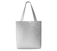 Zouey Bolsa de lona para mujer, reutilizable, con capacidad para el hombro, con purpurina diagonal gris y plateada.