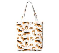 Zouey Bolsa de lona para mujer, reutilizable, con capacidad para el hombro, ideal para comestibles, con diseño de perro beagle.