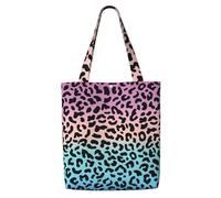 Zouey Bolsa de lona para mujer, reutilizable, con capacidad para el hombro, para comestibles, con estampado de leopardo, color morado.