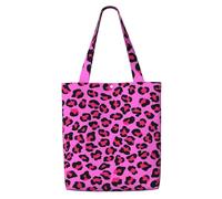 Zouey Bolsa de lona para mujer, reutilizable, con estampado de leopardo morado.