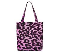 Zouey Bolsa de lona para mujer, reutilizable, con estampado de leopardo morado.