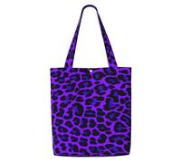 Zouey Bolsa de lona para mujer, reutilizable, con estampado de leopardo morado.