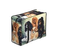 Zouey Bolsas de compra reutilizables y plegables, bolsas de lavandería portátiles con cremallera y asa resistente, color negro, dorado, Cavalier King Charles Spaniel.
