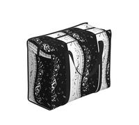 Zouey Bolsas de compra reutilizables y plegables, bolsas de lavandería portátiles con cremallera y asa resistente, diseño de teclas de piano blancas y negras con notas musicales.