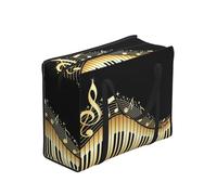 Zouey Bolsas de compra reutilizables y plegables, bolsas de lavandería portátiles con cremallera y asa resistente, con estampado de notas musicales de piano.