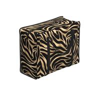 Zouey Bolsas de compra reutilizables y plegables, bolsas de lavandería portátiles con cremallera y asa resistente, elegante estampado animal de cebra en oro metálico y negro.