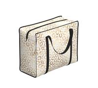 Zouey Bolsas de compra reutilizables y plegables, bolsas de lavandería portátiles con cremallera y asa resistente, elegante estampado de leopardo y guepardo en oro y blanco.