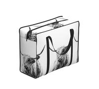 Zouey Bolsas de compra reutilizables y plegables, bolsas de lavandería portátiles con cremallera y asa resistente, Highland Cow