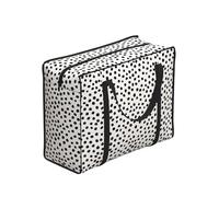 Zouey Bolsas de compra reutilizables y plegables, bolsas de lavandería portátiles con cremallera y asa resistente, estampado animal de puntos en blanco y negro con diseño de dálmata.