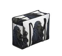 Zouey Bolsas de compra reutilizables y plegables, bolsas de lavandería portátiles con cremallera y asa resistente, diseño de perro Cocker Spaniel de pelo largo negro