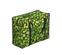 Zouey Bolsas de la compra reutilizables y plegables, bolsas de lavandería portátiles con cremallera y asa resistente, estampado de coles de Bruselas verdes.