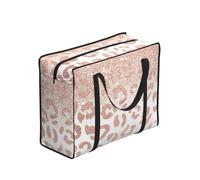 Zouey Bolsas de la compra reutilizables y plegables, bolsas de lavandería portátiles con cremallera y asa resistente, estampado de leopardo oro rosa brillante