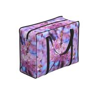 Zouey Bolsas de la compra reutilizables y plegables, bolsas de lavandería portátiles con cremallera y asa resistente, estampado de flores de cerezo.