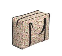 Zouey Bolsas de la compra reutilizables y plegables, bolsas de lavandería portátiles con cremallera y asa resistente, diseño vintage de perro Border Terrier con flores.