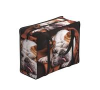 Zouey Bolsas de la compra reutilizables y plegables, bolsas de lavandería portátiles con cremalleras y asa resistente, bozal para bulldogs ingleses, mascotas, perros durmiendo