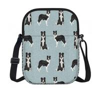 Zouey Bolso bandolera de poliéster con cremallera, ideal para mujeres, con estampado de la raza Border Collie.