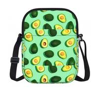 Zouey Bolso bandolera de poliéster con cremallera y estampado de aguacate verde fresco para personas que hacen ejercicio.