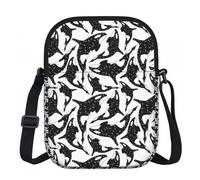 Zouey Bolso bandolera de poliéster con estampado de orcas y ballenas, bolso cruzado con cremallera para mujer.