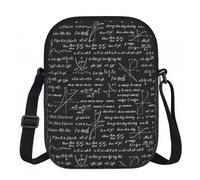 Zouey Bolso bandolera de poliéster con estampado de patrones y cálculos matemáticos, bolso cruzado con cremallera para mujer.