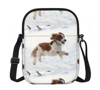 Zouey Bolso bandolera de poliéster con estampado de perrito adorable, bolso cruzado con cremallera - Bolso para mujer