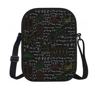 Zouey Bolso bandolera de poliéster con símbolos matemáticos negros y fórmula matemática, bolso cruzado con cremallera para mujer.