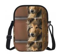 Zouey Bolso de hombro de poliéster con cremallera, bolso cruzado para mujer, diseño de perro Collie Lassie, grande y esponjoso.