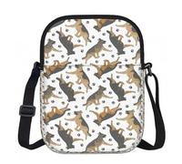 Zouey Bolso de hombro de poliéster con estampado de perros pastores alemanes trotando y huellas de patas, bolso cruzado con cremallera - Bolso para mujer