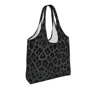 Zouey Bolso de lona de un solo hombro, bolso de lona para mujer, bolso de hombro, bolso de compras, estampado de leopardo negro sin costuras