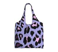 Zouey Bolso de lona de un solo hombro, bolso de lona para mujer, bolso de hombro, bolso de compras, estampado de leopardo rosa y morado.